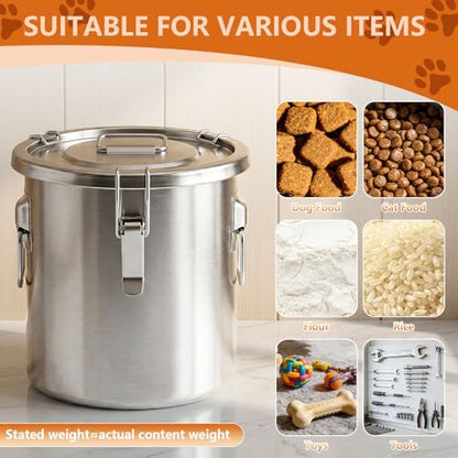 20LB Stainless Steel Dog Food Storage Container with Lid & Scoop, Large Dog Food Storage Container for Dry Pet Food, Metal Dog Food Container, Pet Food Storage Container for Kibble - size: 20LB