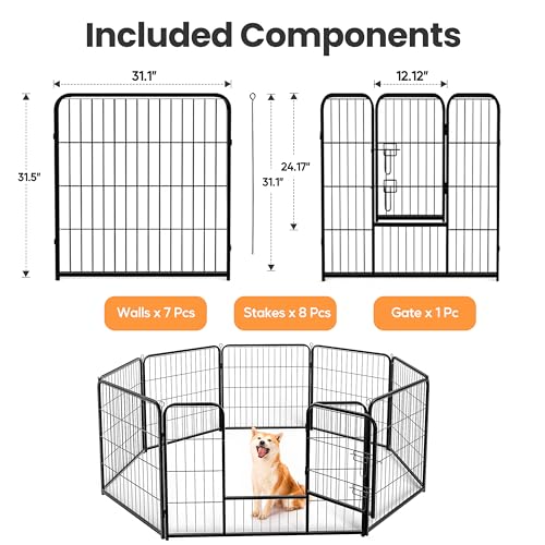 Simple Deluxe Dog Playpen Outdoor Indoor, 32 Inch 8 Panels Dog Fence for Small/Medium Dogs Puppy, Perfect Dog Pen for Camping, Yard, RV, Garden Fence, Black - size: 32 Inch 8 Panels