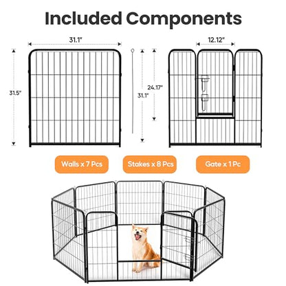 Simple Deluxe Dog Playpen Outdoor Indoor, 32 Inch 8 Panels Dog Fence for Small/Medium Dogs Puppy, Perfect Dog Pen for Camping, Yard, RV, Garden Fence, Black - size: 32 Inch 8 Panels