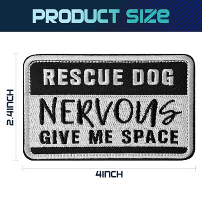 2 Pieces Rescue Dog Nervous Give Me Space Dog Patches, Service Dog Patches with Hook Backing for Service Animal Vests, Harnesses - color: Rescue Dog