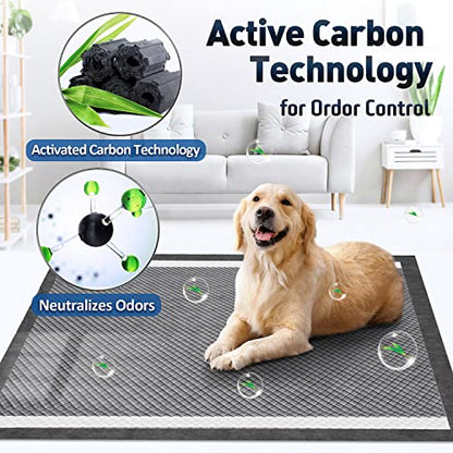 Gimars Upgrade Odor-Control Extra Large XXL Charcoal Pee Pads for Dogs - Thicken 9 Layers Ultra Absorbent Leak-Proof Puppy Training Pads Quick Dry - size: 28X34 Charcoa 50Count