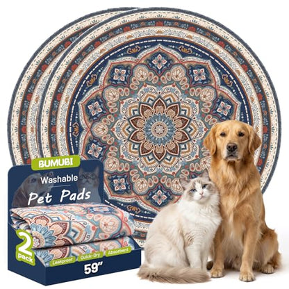Washable Pee Pads for Dogs,2 Pack Super Absorbent Reusable Puppy Training Pads 59inch, Leak-Proof & Non-Slip,for Potty Training,Whelping,Crate & Playpen - size: 59x59in(Pack of 2)