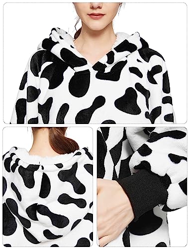KFUBUO Wearable Blanket Hoodie for Adults Sherpa All Patterns Oversized Sweatshirt Blanket with Pockets Printing-dairycow - color: Printing-dairycow, size: Adult