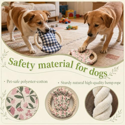 Dog Frisbees Cotton Rope Toys Flying Discs 2 Pack, Teething, Soft Polyester Squeaker Toy for Training,Throwing,Chewing and Interacting for Anti Boredom & Anxiety, Easy to Clean - color: blue pink