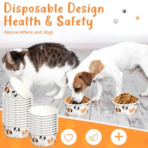 Mifoci 100 Pcs Disposable Dog Bowls 1.5 Cups Pets Disposable Feeding Bowls for Dogs and Cats Pets Paper Travel Cups for Small Medium Dogs Cats Puppy Kitten Dry or Wet Serving Food Water(Lovely) - style: Lovely