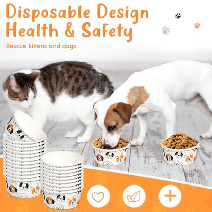 Mifoci 100 Pcs Disposable Dog Bowls 1.5 Cups Pets Disposable Feeding Bowls for Dogs and Cats Pets Paper Travel Cups for Small Medium Dogs Cats Puppy Kitten Dry or Wet Serving Food Water(Lovely) - style: Lovely