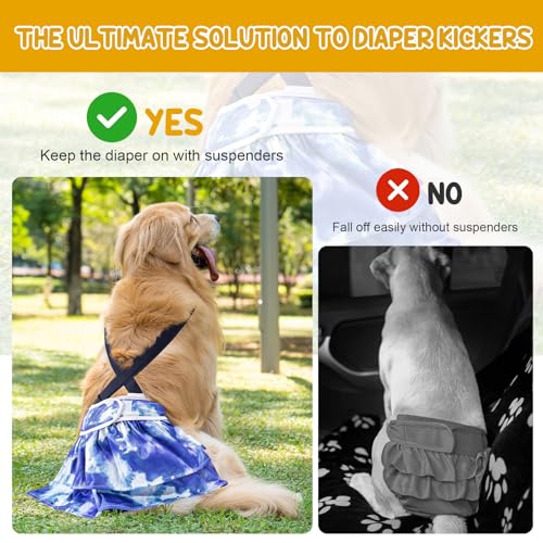 3 Pack Avont Washable Female Dog Diaper with Suspender, Reusable Girl Doggie Diapers for Small Medium Large Doggy in Heat Cycle Period Incontinence -XL - size: XL