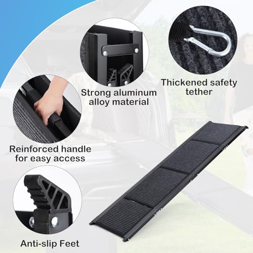 Uross Dog Ramp for Car 63" Long - Collapsible Pet Ramps for Large Dogs SUV Truck Folding Outdoor Dog Ramp for Porch Steps - size: 63" L x 17.3" W