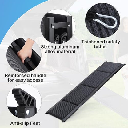 Uross Dog Ramp for Car 63" Long - Collapsible Pet Ramps for Large Dogs SUV Truck Folding Outdoor Dog Ramp for Porch Steps - size: 63" L x 17.3" W