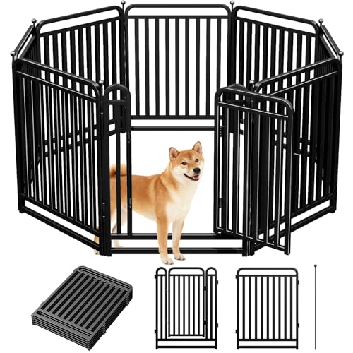 Thickened Metal Tube Dog Playpen Outdoor, Low Threshold Dog Pen, Heavy Duty 40" H 8 Panels for Pet Playpens Indoor, Portable Pet Fence for Yard RV Camping - style: 40" height