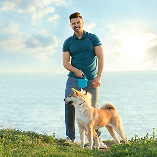 16ft Retractable Dog Leash for Large Breed Dogs up to 110 lbs with a Detachable Chew Proof Extender Wire Ropes (Blue L) - color: Blue, size: Large