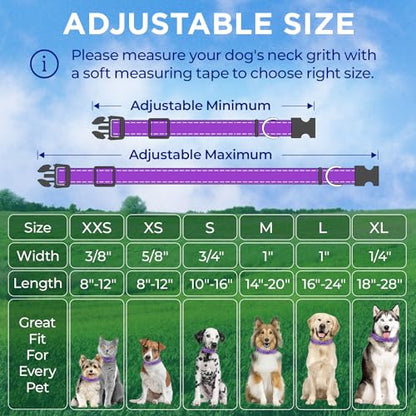 TECEUM 3 Pack Reflective Dog Collar – Purple&Red&Teal – M – Extra Soft Padding – Basic Nylon Pet Collar - color: Purple&Red&Teal, size: Medium