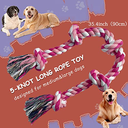 Lmlpt Tough Dog Rope Toy for Large Aggressive Chewers Heavy Duty Chew Toys,Pink