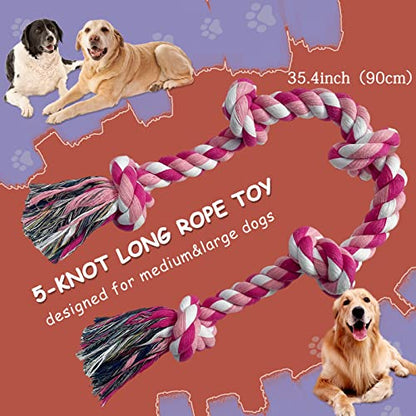 Lmlpt Tough Dog Rope Toy for Large Aggressive Chewers Heavy Duty Chew Toys,Pink
