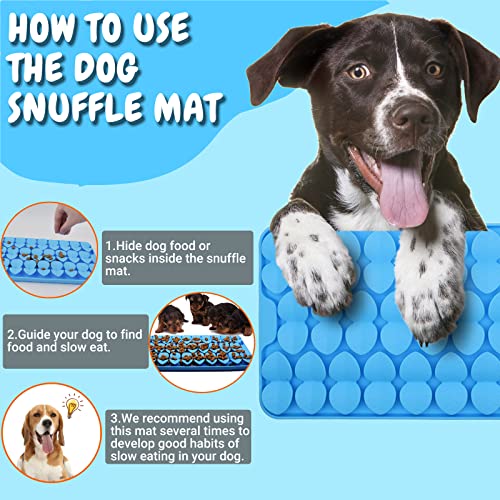 Silicone Snuffle Mat for Dogs Slow Feeder Lick Mat with Suction Cups Dogs Sniff Mat Dogs & Cats Entertainment Toys for Boredom(Blue) - color: Blue