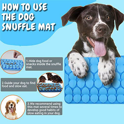 Silicone Snuffle Mat for Dogs Slow Feeder Lick Mat with Suction Cups Dogs Sniff Mat Dogs & Cats Entertainment Toys for Boredom(Blue) - color: Blue