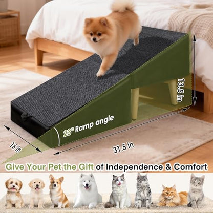 Split Ottoman Dogs Ramp, Dog Ramp for Couch and Bed, Dog Stairs for Small Dogs and Cats, 2-in-1 Foldable Wooden Pet Stairs and Ottoman, Non-Slip Fabric Surface Ramp for Couch and Bed Black - color: Black