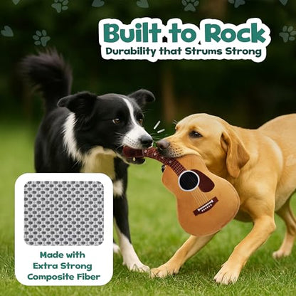 PUPROAR Guitar Dog Toy, Funny Plush Squeaky Puppy Gift, Unique Birthday Gift for Small, Medium & Large Breeds