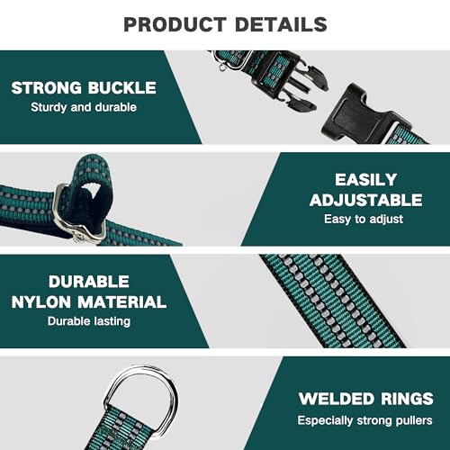 Hikiko Martingale Dog Collars Reflective Nylon Dog Collar with Quick Release Buckle Adjustable Training No Slip Dog Collar (Large, Dark Green) - color: Dark Green, size: Large