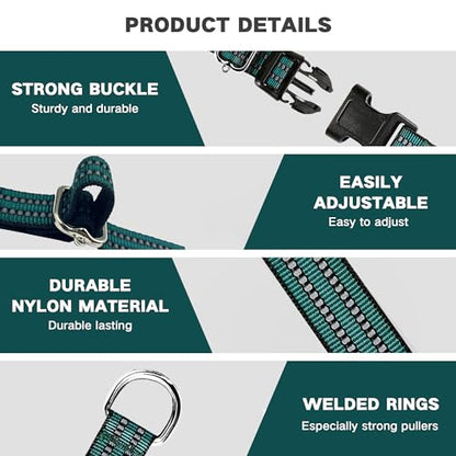 Hikiko Martingale Dog Collars Reflective Nylon Dog Collar with Quick Release Buckle Adjustable Training No Slip Dog Collar (Small, Dark Green) - color: Dark Green, size: Small