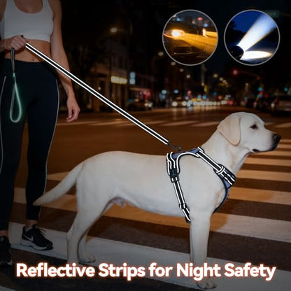 PHOEPET No Pull Dog Harness Reflective Adjustable with 2 Metal Leash Hooks and Soft Training Handle [Over The Head Design](S, Baby Blue) - color: Baby Blue, size: Small