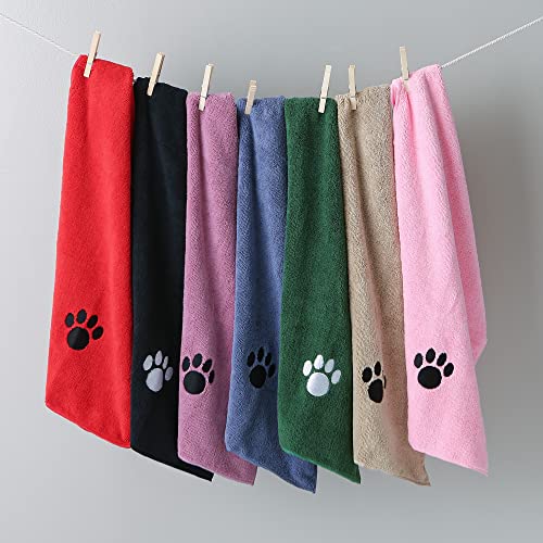Bone Dry Pet Grooming Towel Collection Absorbent Microfiber Drying Set, 15x30", Embroidered Taupe, 3 Count - color: Taupe, size: 15x30"