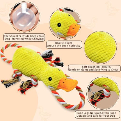 YZHDUXIU Tug of War Dog Toy, Squeaky Dog Toys Interactive Duck Puppy Toys to Keep Them Busy - color: Yellow Duck