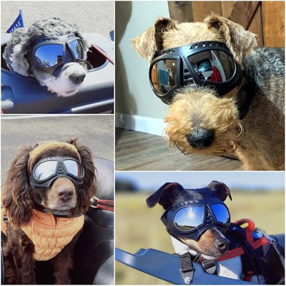 Namsan Dog Goggles Small Breed, Wide Snout & Soft Frame, Tactical Driving Sunglasses for Dogs Small to Medium Breed, Anti-UV Dog Eye Protection, Windproof Dustproof, Adjustable, Silver Lens - color: (Small)Silver Lens