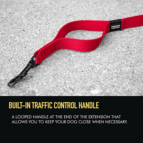 EzyDog Zero Shock Leash Extension – Shock Absorbing Bungee Leash Extender for Dogs That Pull or Excite, with Traffic Control Handle (24”, Red) - color: Red