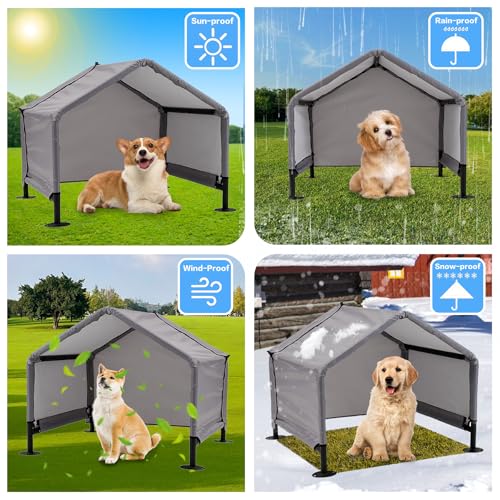 Dog Tent Shade Shelter Outdoor for Small Medium Dogs, Waterproof Sun Protection Pet House for Dogs, Small Animals and Livestock, Pet Canopy with Upgraded Doors and Ground Nails 29.5 * 25.6 inches