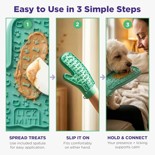 Lixy Pet LickMitt – Dual-Sided Calming & Grooming Mitt for Dogs and Cats – Human-Held Silicone Treat Mitt for Anxiety Relief, Bonding & Shedding – BPA-Free, Food-Grade, Easy Clean – Green - color: Green