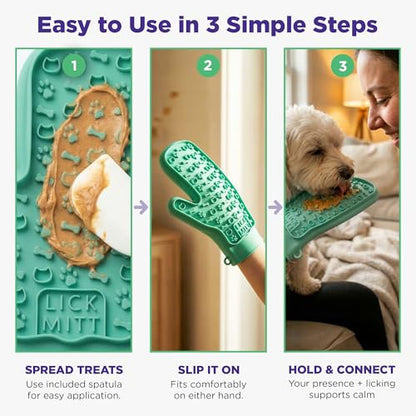 Lixy Pet LickMitt – Dual-Sided Calming & Grooming Mitt for Dogs and Cats – Human-Held Silicone Treat Mitt for Anxiety Relief, Bonding & Shedding – BPA-Free, Food-Grade, Easy Clean – Green - color: Green