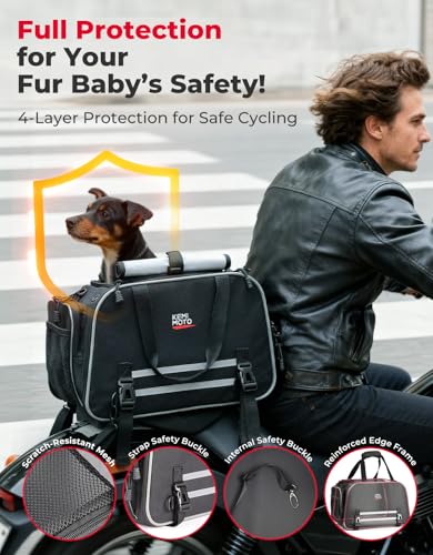 KEMIMOTO Motorcycle Dog Carrier Expandable, Airline Approved Pet Carrier Shoulder for Small Dogs & Cats Under 17 lbs, 18x11x11 Inch Soft-Sided Travel Bag, Folding & Portable