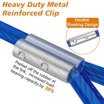 XiaZ Dog Tie Out Cable, Heavy Duty Dog Chains for Outside with Lockable Hook, Pet Runner Cable Leads for Yard, Dogs Line Tether for Small Medium Dogs Up to 60 LBS (10FT, Blue)