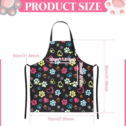Dog Grooming Waterproof Apron with 2 Pockets, Cute Animals Puppy Dog Pets Apron - style: Dog Paw Heart