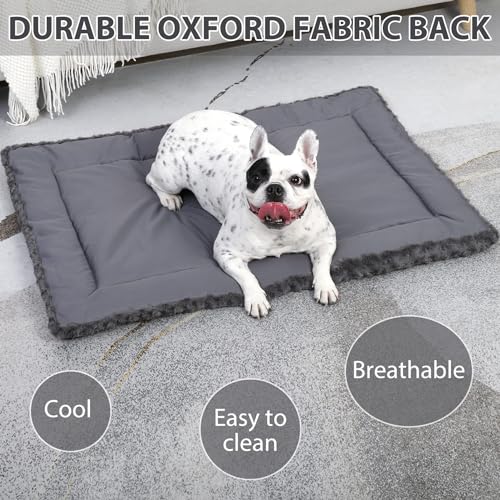 Washable Dog Bed Mat Crate Pad Soft Fluffy Pet Kennel Beds Dog Sleeping Mattress for Large Jumbo Medium Small Dogs, 21 x 13 Inch, Gray - color: Grey, size: 21.00" x 13.00" x 1.50"