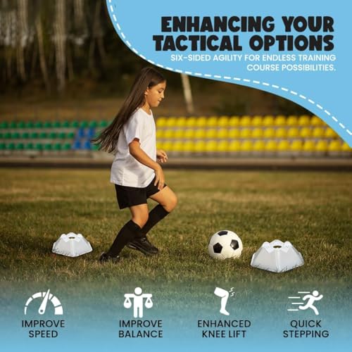 GSi Sports Training Cones for Agility Drills – Soccer & Basketball Multi-Sport Field Markers, Durable Flexible Cones in Multiple Shapes & Packs (20–80 Pack) - style: Hexa - 20 Pack