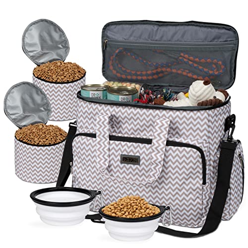 BAGLHER Dog Travel Bag, Pet Travel Bag (ALL Pet Travel Supplies), With 2 Pet Food Containers and 2 Collapsible Silicone Bowls; Essential Kits for Pet Travel BLW - color: BLW, size: Large