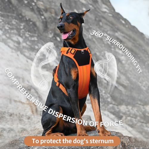 Orange Reflective Lightweight Tactical Pet Harness Vest with Handle Harness Tactical Dog Harness Vest for Walking, Hiking,Training,Outdoor,Camping (Orange, Large) - size: Large
