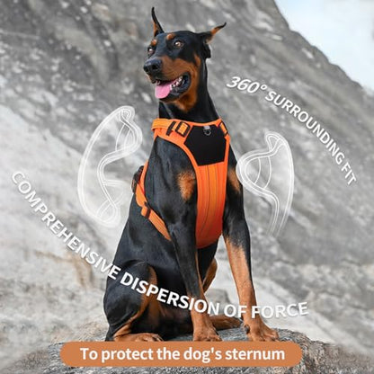 Orange Reflective Lightweight Tactical Pet Harness Vest with Handle Harness Tactical Dog Harness Vest for Walking, Hiking,Training,Outdoor,Camping (Orange, Large) - size: Large