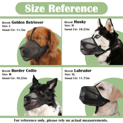 Mayerzon Dog Muzzle, Soft Mesh Muzzle for Small Medium Large Dogs Anti Bite Scavenging, Breathable Adjustable Mouth Guard for German Shepherd Labrador Golden Retriever in Grooming Walking Vet Visits - size: L [Snout Cir: 11"-12.25"]