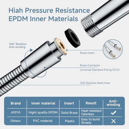 Shower Hose Extra Long 304 Stainless Steel Handheld Showerhead Hoses,Anti Winding Interface,With Brass Insert And Nut-durable ＆ Flexible Rv Shower Hose Replacement (Chrome, 39 Inches) - color: Chrome, size: 39 Inches