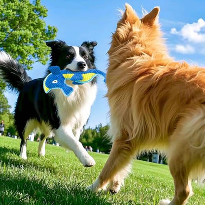 Dog Toy Squeaky Aggressive Durable Dog Toys for Dogs Chew No-Stuffed Dog Toy Interactive Hours of Fun Keep pups Busy -Green Shark,Bubble-Pressed Ultra-Soft Fabric - color: Blue