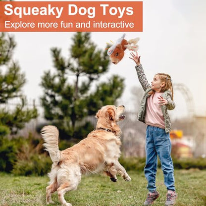 Letsmeet Dog Toys - Squeaky Interactive Plush Dog Toy with Rope, Chew Toy for Large Dogs, Small Dogs & Puppies - Tug of War Dog Toy for Aggressive Chewers, Pet Toys for Dogs - color: brown4