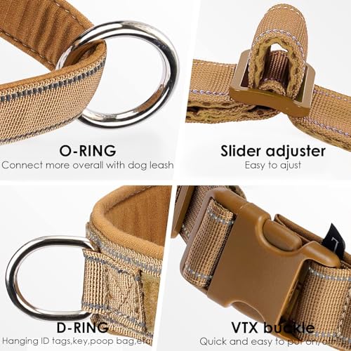 No Pull Dog Harness for Medium Large Dogs, Reflective Escape Proof Adjustable No Pulling Harnesses Brown L - color: Brown, size: L-Chest size 25-31''