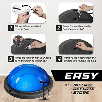 Yes4All Combo Half Ball Balance Trainer Balance, Massager Roller for Yoga, Pilates, Stretches - color: A2. Blue/Black with Hook