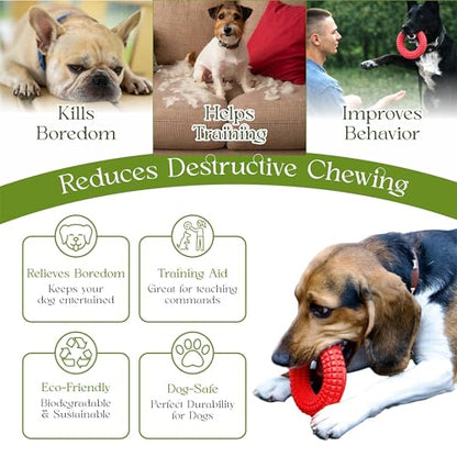 Dog Chew Toys for Aggressive Chewers - Chew Ring Interactive Medium Large Dog Puzzle Toys, Dog Chew Enrichment Toys for Boredom and Brain Stimulating Game Keeps Them Engaged
