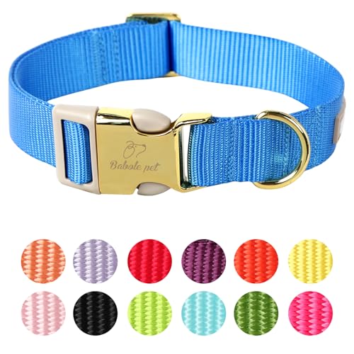 Nylon Dog Collar - Adjustable Blue Soft Webbing Dog Collars for Small Medium Large Dogs Boy Girl Puppy Collar with Safety Metal Buckle XS - color: Nylon-Blue, size: XS
