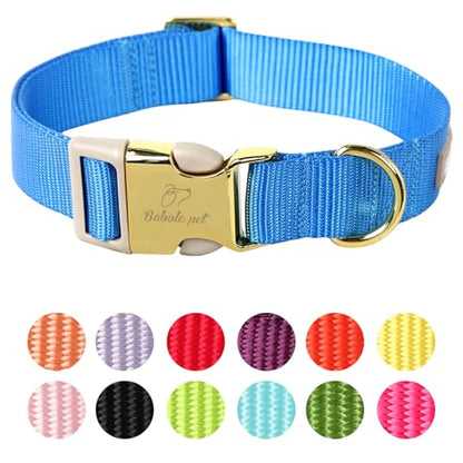 Nylon Dog Collar - Adjustable Blue Soft Webbing Dog Collars for Small Medium Large Dogs Boy Girl Puppy Collar with Safety Metal Buckle XS - color: Nylon-Blue, size: XS