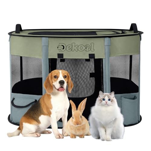 Foldable Dog Cat Playpen, Portable Dog Crate for Puppies, Cat, Puppy Play Pen for Indoors, Kennel Tent Crate for Indoor Outdoor Travel Camping Use with Carrying Case (Green, S) - color: Green, style: Small(27"x22"x17")